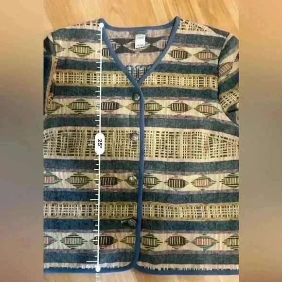 VTG Stonebridge Womens Tapestry Knit Over Coat Blazer Southwest Jacket Coat XL - Picture 5 of 5